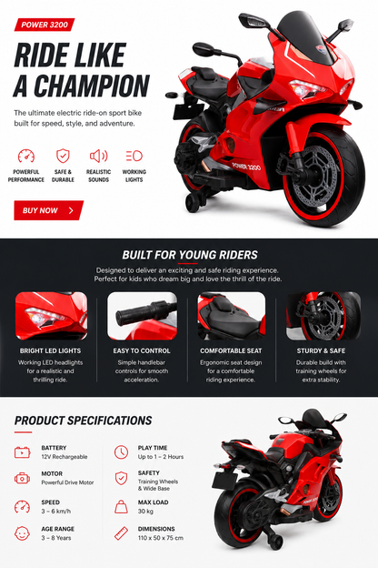 "Kids Electric Ride-On Sport Bike"
