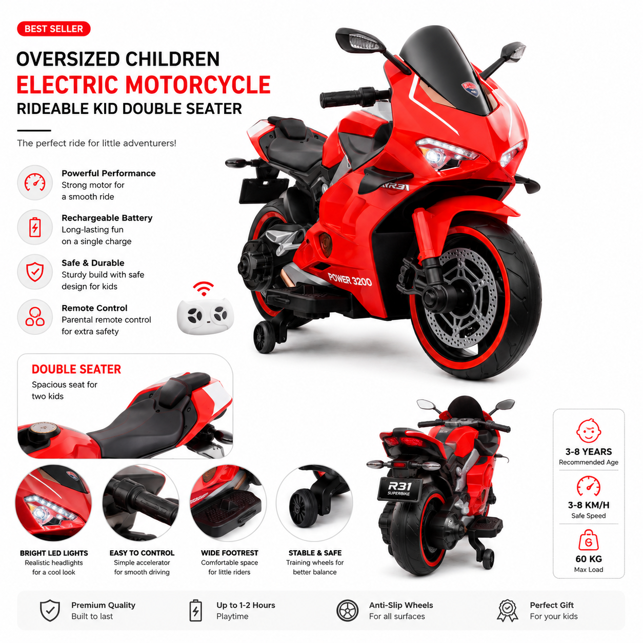 "Kids Electric Ride-On Sport Bike"